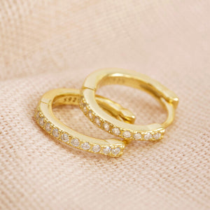 Gold vermeil delicate crystal hoop earrings