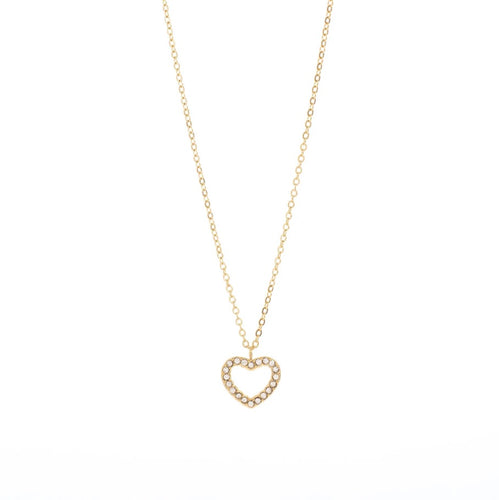 A classic heart pendant necklace made up of tiny zirconia crystals