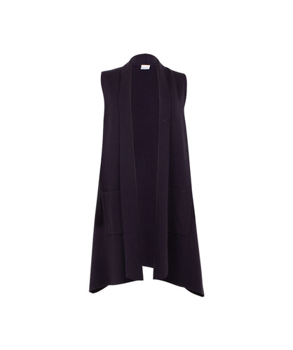 Long heavy knit gilet with a flattering cut for the perfect winter layer