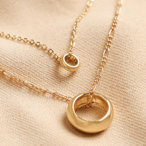 Double Layer Ring Pendant Necklace | Gold