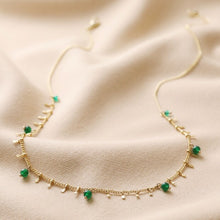 Load image into Gallery viewer, Semi-Precious Green Gem Droplet Necklace