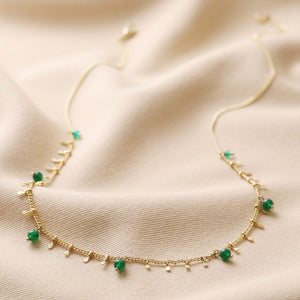 Semi-Precious Green Gem Droplet Necklace