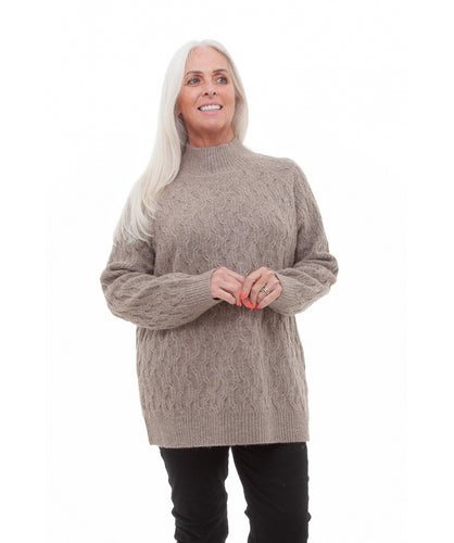 Dreams Soft Tweed Textured Turtle Neck Jumper | Mink