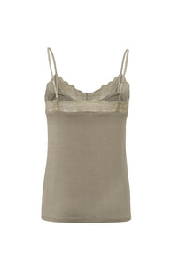 Yaya Strappy Top with Lace Detail | Weathered Teak 01-729005-305