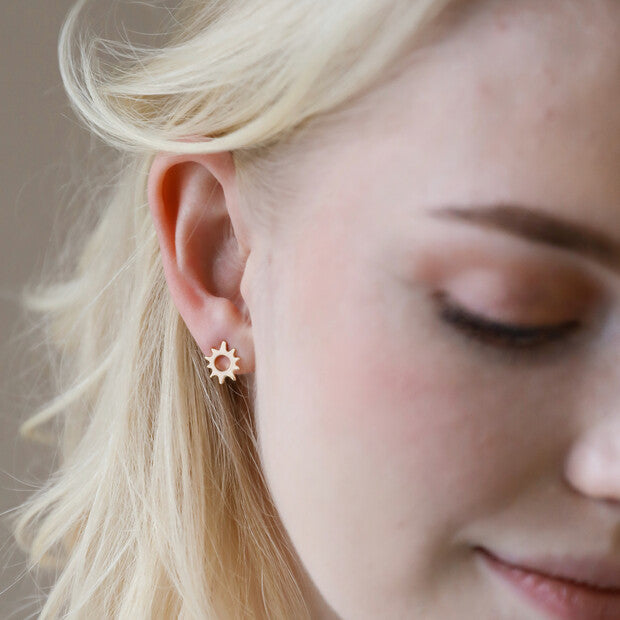 Gold sunbeam stud earrings