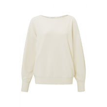 Load image into Gallery viewer, Cream Boat Neck Sweater with Open Shoulder | YAYA