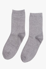 Load image into Gallery viewer, Add some sparkle to your footwear with these grey socks with a silver metallic fibre running through them