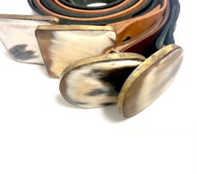 Load image into Gallery viewer, Oval Bone Handmade Moroccan Buckle Belt | Brown
