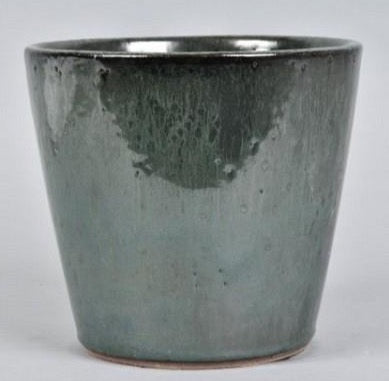 Dark green shiny glaze pot 20 X 18 cm