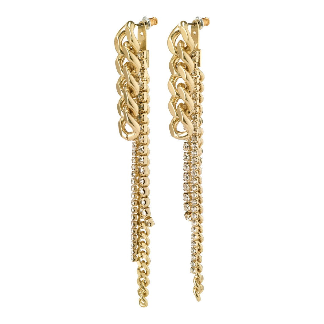 Pilgrim Radiance Gold Plated Crystal 2-in-1 Chain Drop Earrings
