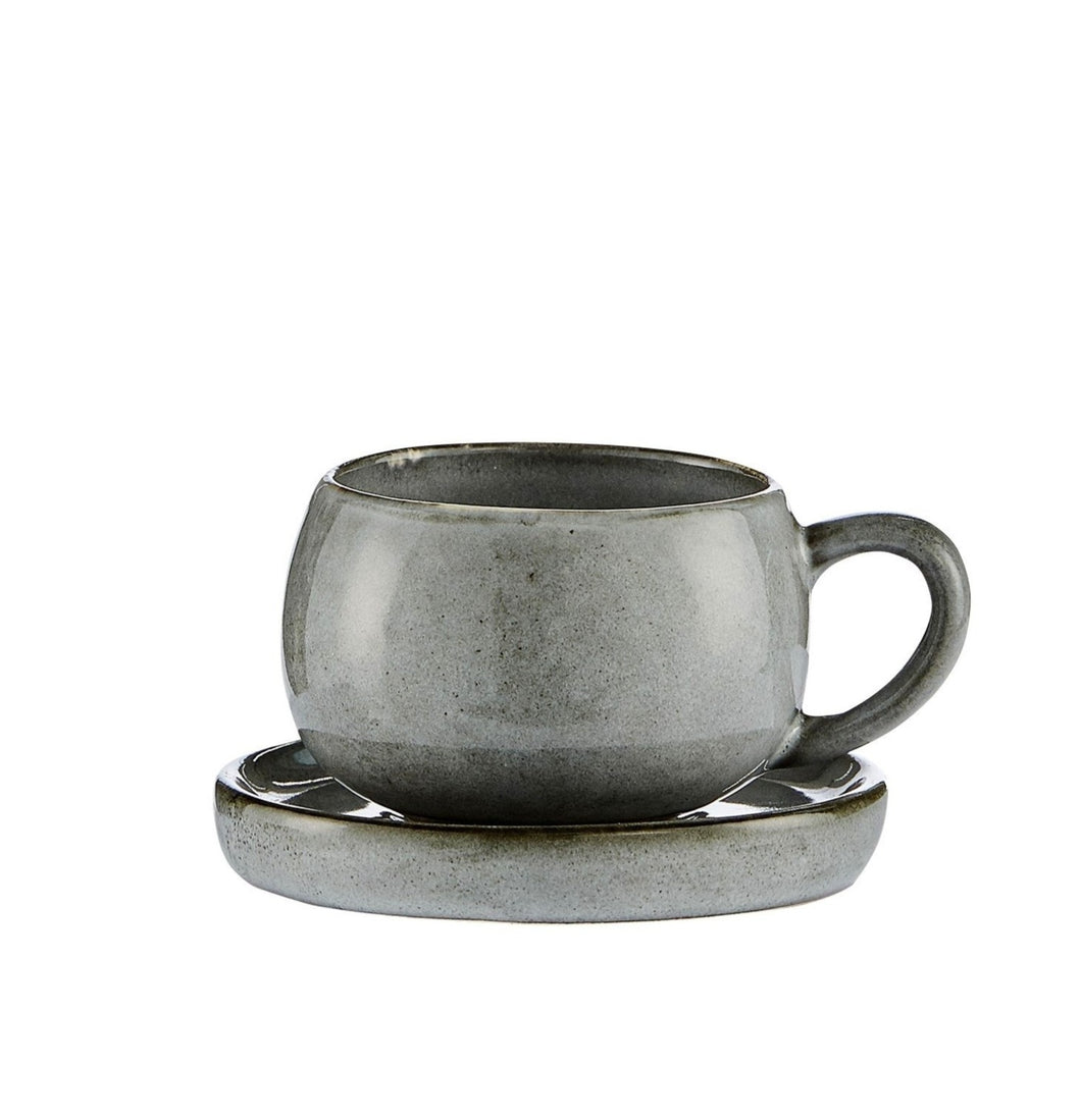 Small grey amera ceramic espresso cup and saucer 