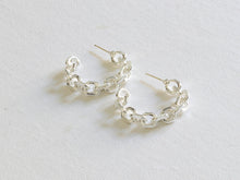 Load image into Gallery viewer, Orla Silver Chain Hoop Earrings