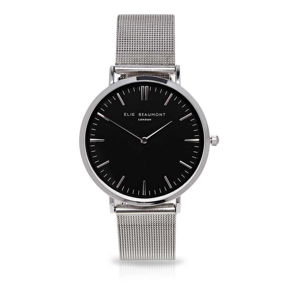 Watch with mesh strap in black
