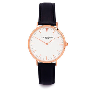 Oxford watch with black leather strap