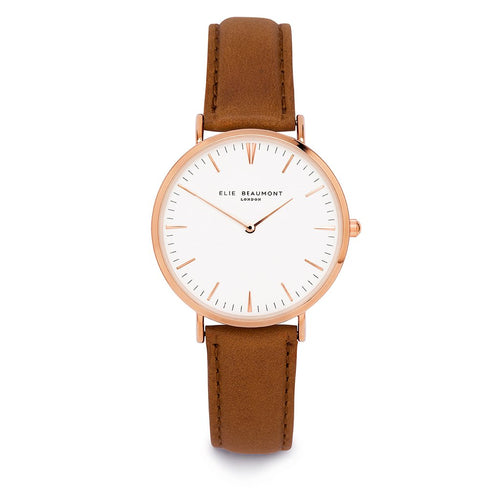 Classic watch with camel strap