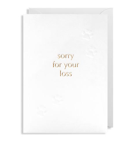 sorry for your loss card with embossed pet paws