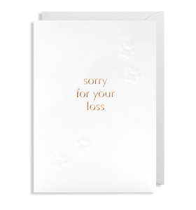 sorry for your loss card with embossed pet paws