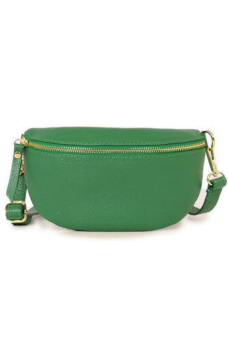 Bright green crossbody bum bag with a fully adjustable strap