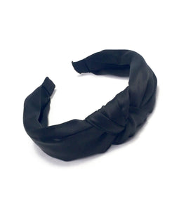 Onyx black silky knotted headband