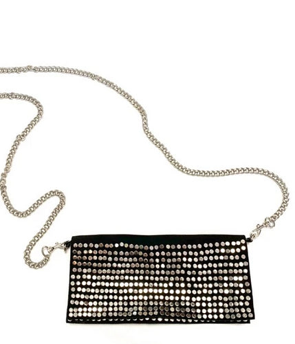 Black silver studded Moroccan suede bag