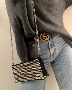 Black silver studded Moroccan suede bag