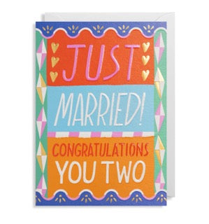 A bright and colourful card with the words 