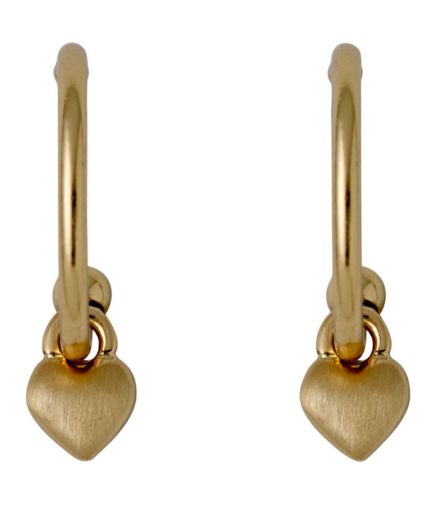 Pilgrim Sophia gold plated heart pendant hoop earrings