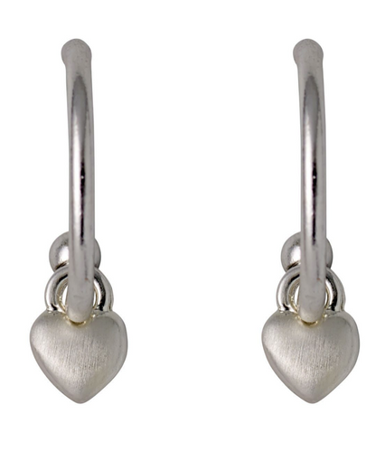 Pilgrim Sophia silver plated heart pendant hoop earrings