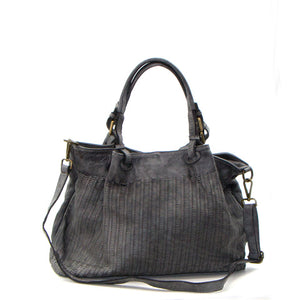 Punch Pattern Leather Handbag | Grey
