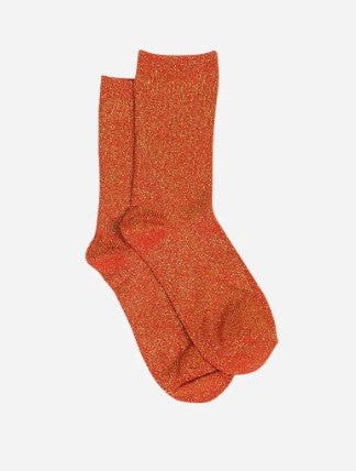 Glitter Lurex Socks | Bright Orange