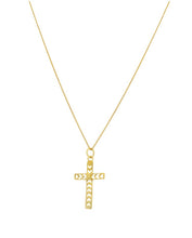 Load image into Gallery viewer, Wolf and Zephyr Ornate cross necklace gold