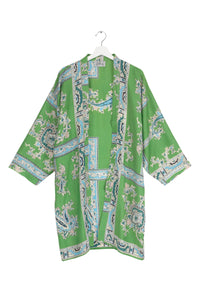 Handkerchief Collar Kimono | Green | One Hundred Stars