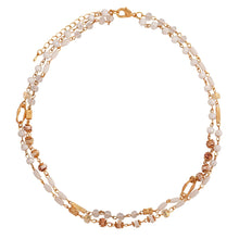 Load image into Gallery viewer, double strand semi-precious gem necklace in white and gold