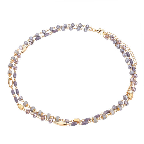 grey semi-precious gem necklace, short with two strands