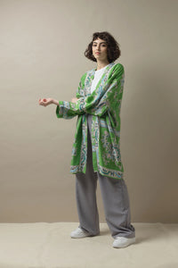 Handkerchief Collar Kimono | Green | One Hundred Stars