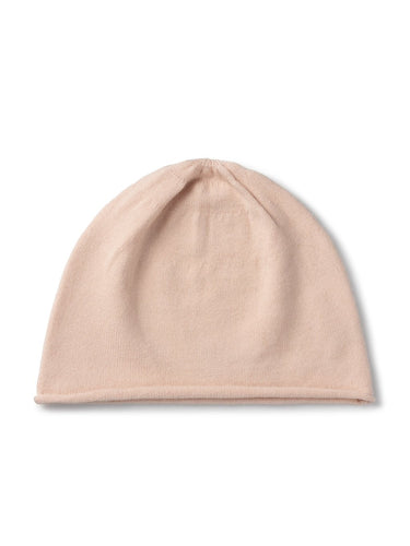 Soft pink elegant fine knit beanie hat