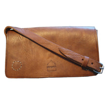 Load image into Gallery viewer, Sturdy rectangular handbag made from tan thick leather.