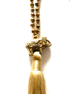 Elephant gold beaded necklace with tassel