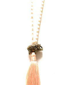 Elephant nude beaded necklace with tassel