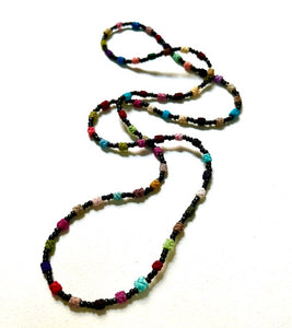 Sabra Bead and Black Bead Long Necklace