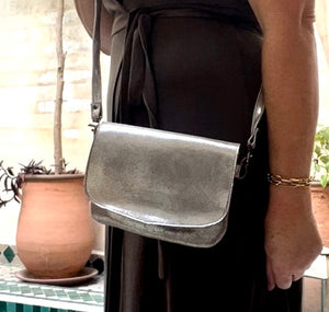 Metallic Silver Handmade Moroccan Handbag