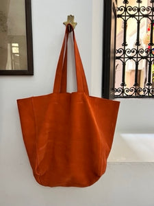 Burnt Orange Tote Bag with zip up pouch