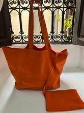 Load image into Gallery viewer, Burnt Orange Tote Bag with zip up pouch
