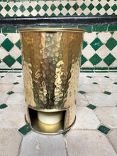 Load image into Gallery viewer, Hammered Brass Oil Burner / Candle Holder