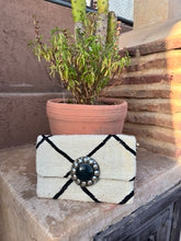 Load image into Gallery viewer, Black and White Berber Carpet Bag With Statement Buckle