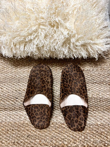 Leopard Print Suede Moroccan Babouche Slippers
