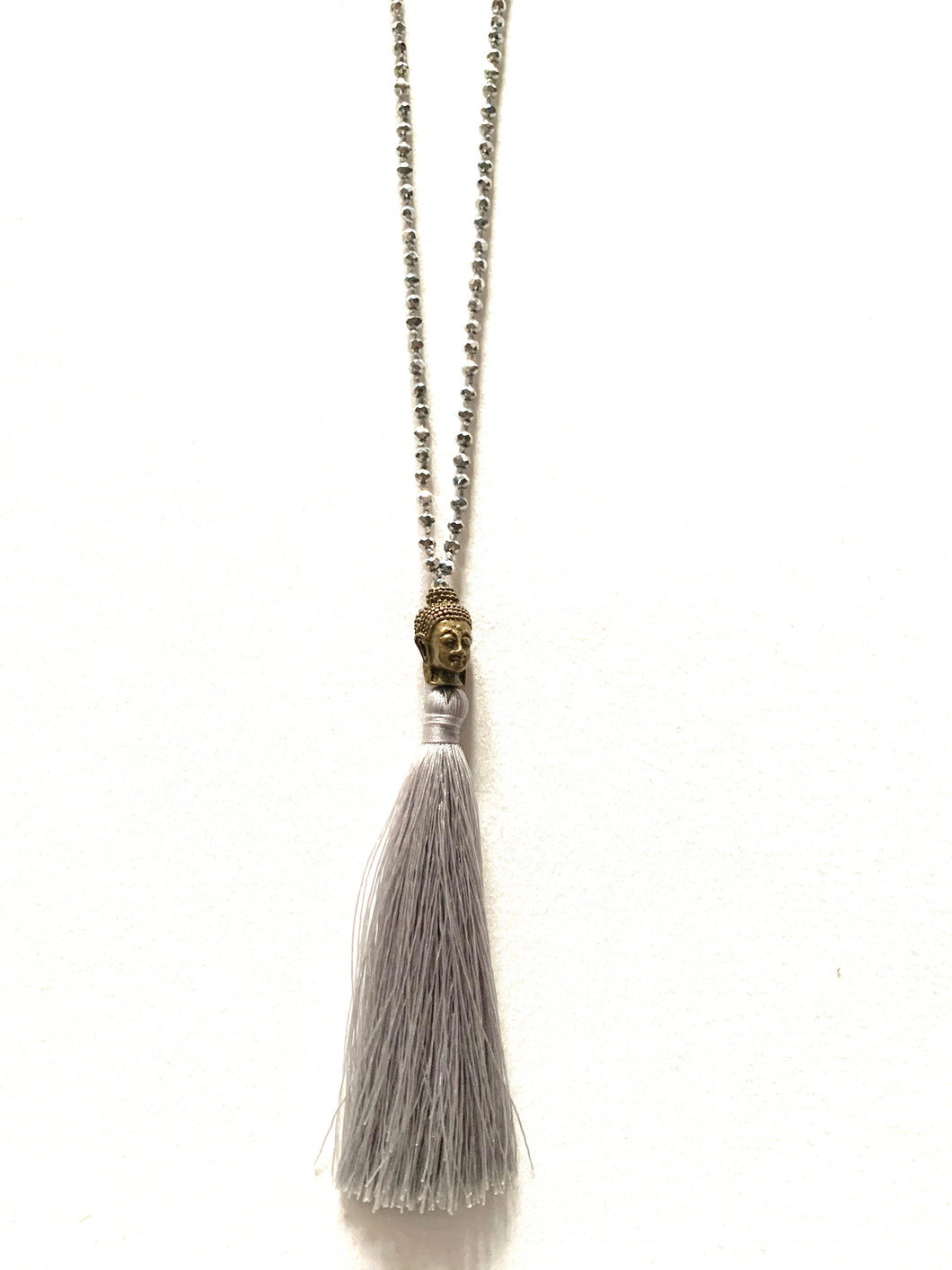 Silver Buddha beaded necklace