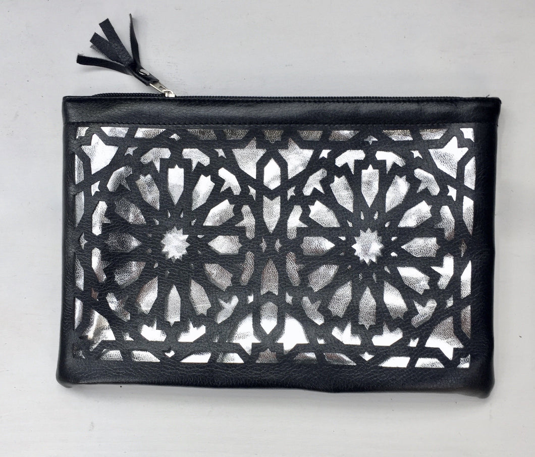 Islamic pattern cut out pouches - Black and silver