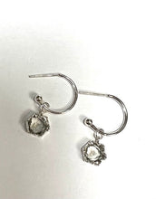 Load image into Gallery viewer, Small Silver Hoop Earrings With Crystal Drop | Grey Crystal