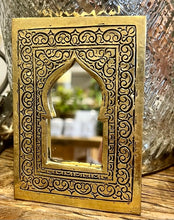 Load image into Gallery viewer, Small Moroccan Rectangular Mirror with Islamic Arch | Brass